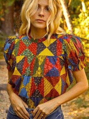 Doen Alida Countryside patchwork print top